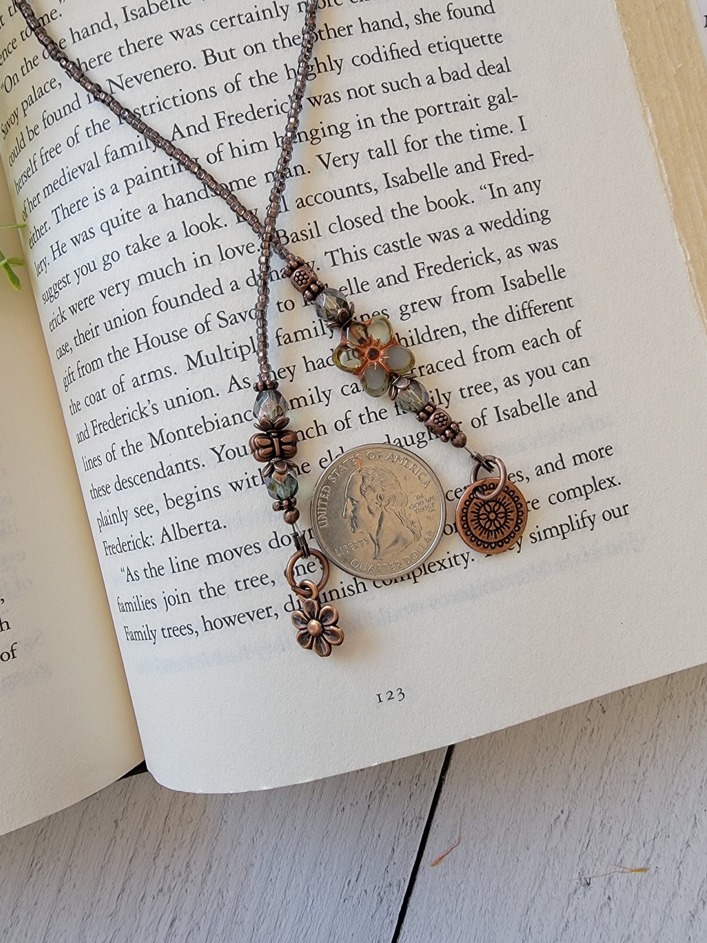 Handmade Butterfly and Flower Bookmark with Unique Czech Glass Flower Bead - Perfect Gift