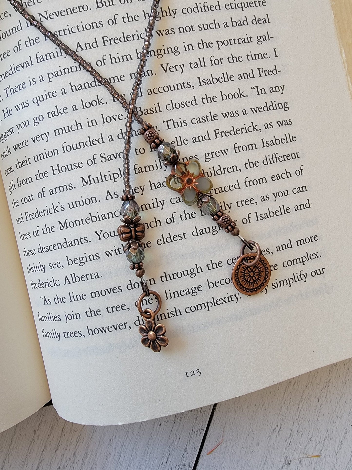 Handmade Butterfly and Flower Bookmark with Unique Czech Glass Flower Bead - Perfect Gift