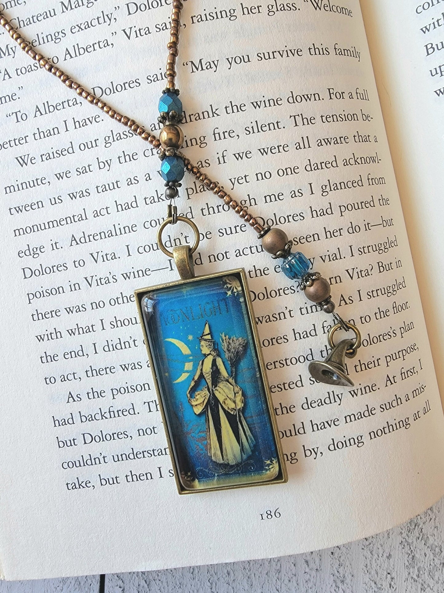 Handcrafted Witch Bookmark with Your Choice of Pendant