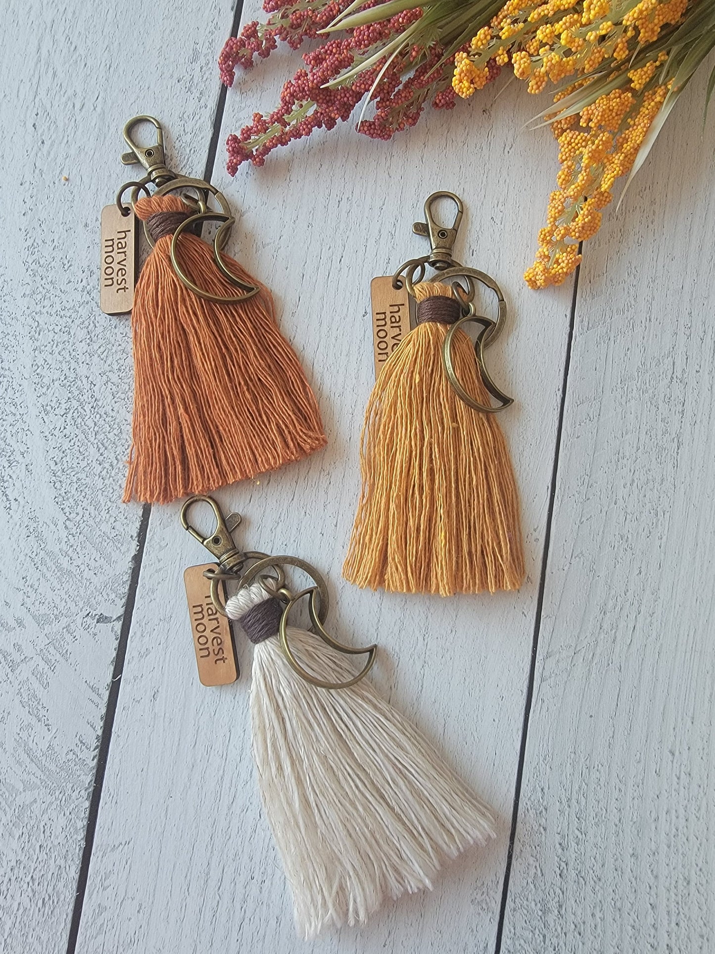 Autumn Bag Tassel Charm Featuring Harvest Moon Theme