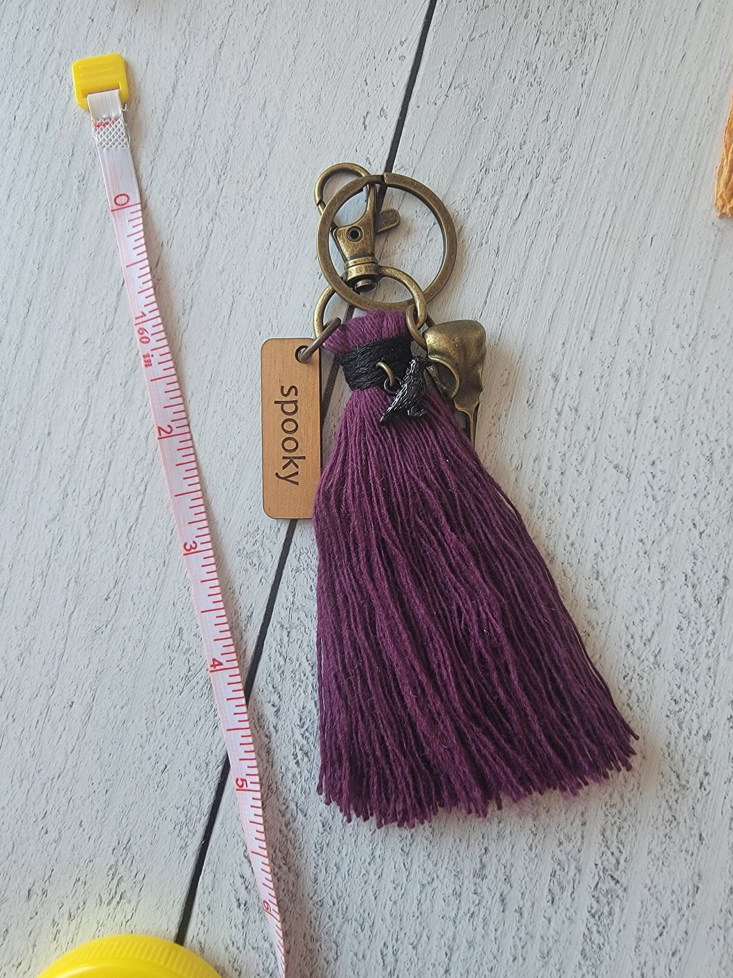 Halloween Spooky Raven Skull Bag Tassel Charm