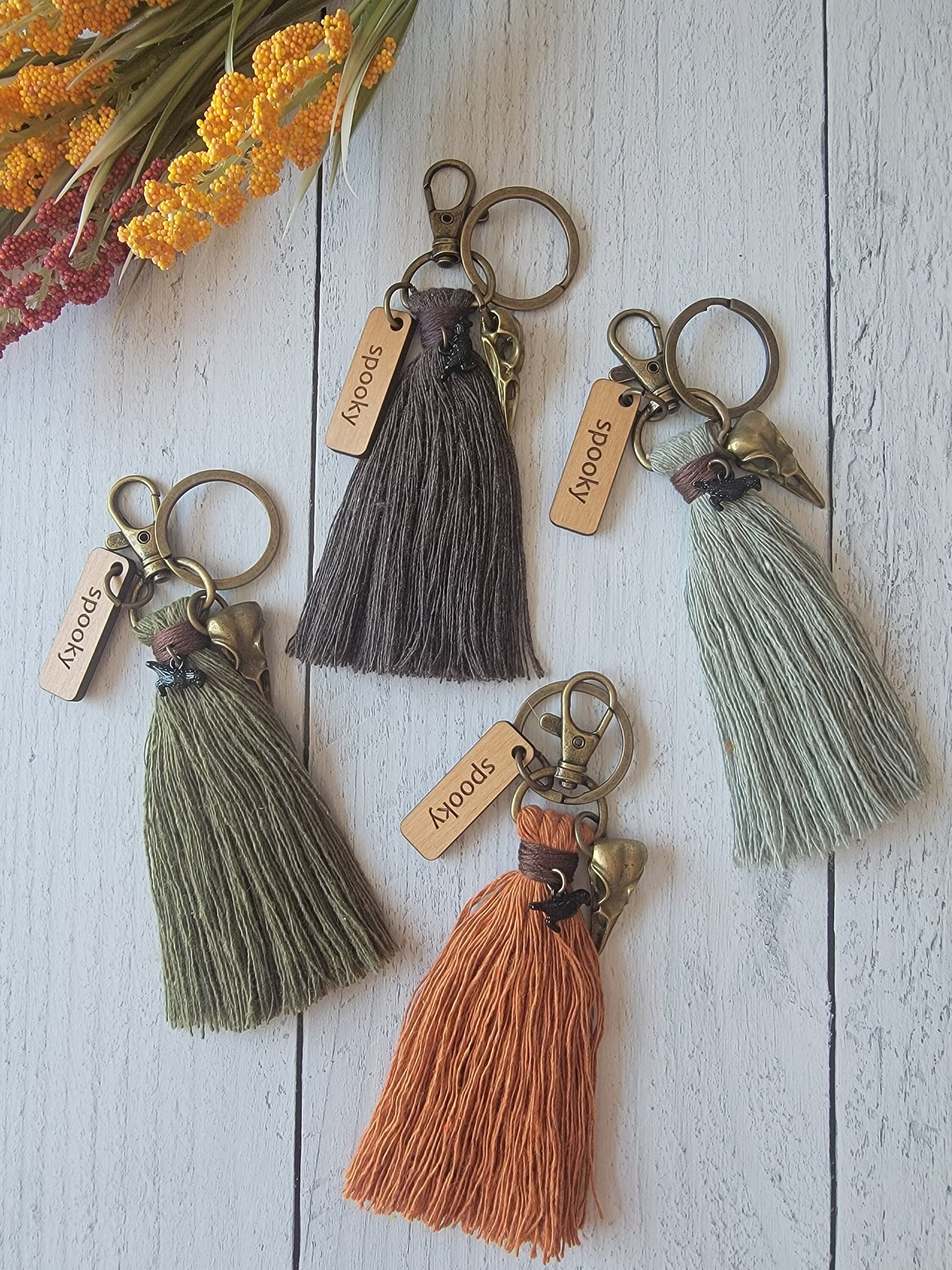 Halloween Spooky Raven Skull Bag Tassel Charm