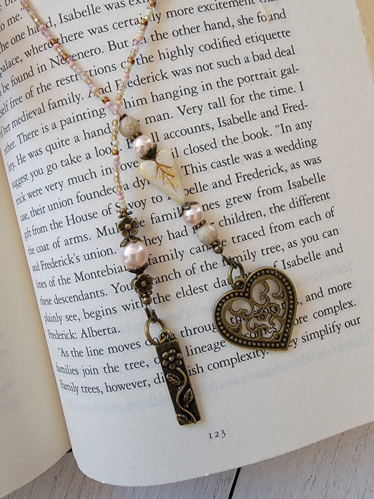 Heart Reader Gift With Flower Charm and Beads