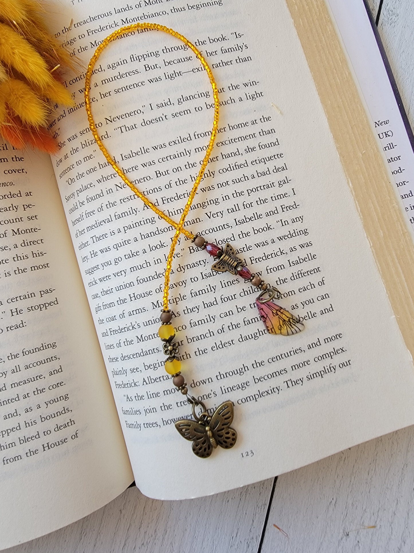 Butterfly Wing Bookmark with Butterfly Bead